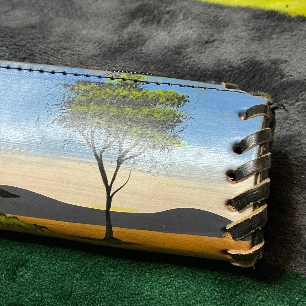 Leather Pencil Case with Lion Design